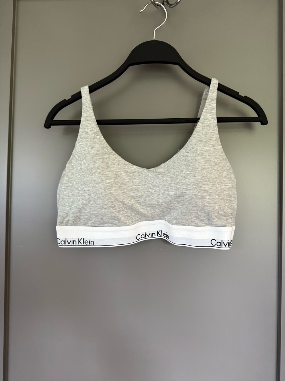 Calvin Klein Light Grey Logo Elastic Cotton Bralette